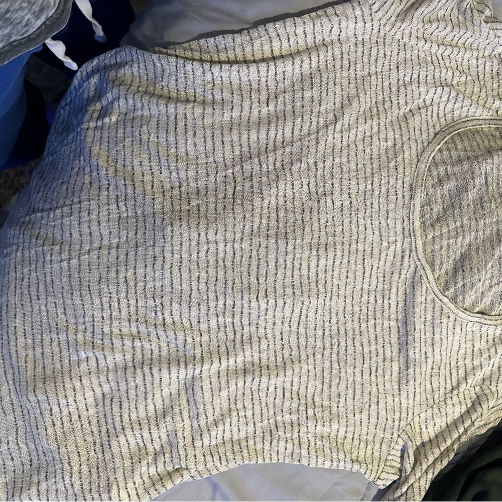 ONE WORLD Cream and Black Striped Top